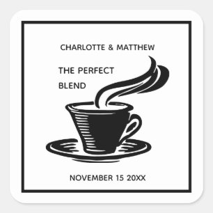 Die perfekte Mischung aus Kaffee und Hochzeit Quadratischer Aufkleber