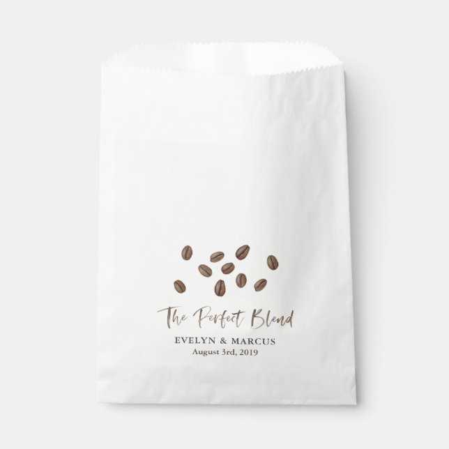 Die perfekte Mischung aus Kaffeebohnen und Hochzei Geschenktütchen (Vorderseite)