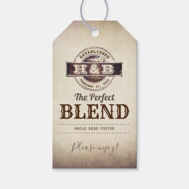 Die perfekte Mischung für Hochzeitscoffee Geschenkanhänger (Vorderseite)