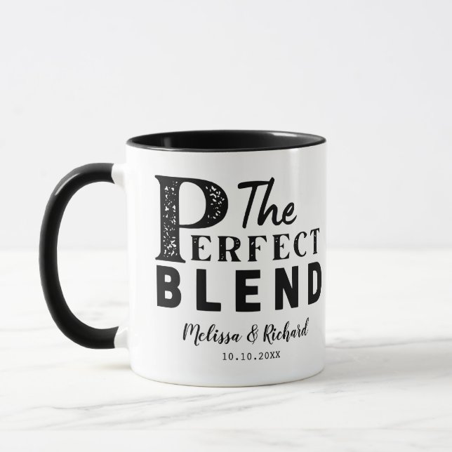Die perfekte Mischung für Hochzeitsfeiern Tasse (Links)