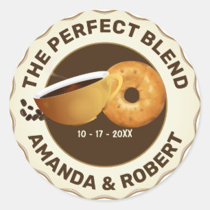 Die perfekte Mischung Kaffee-Donut-Hochzeit Runder Aufkleber