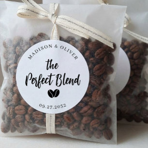 Die perfekte Mischung Kaffee Hochzeitsgesellschaft Runder Aufkleber