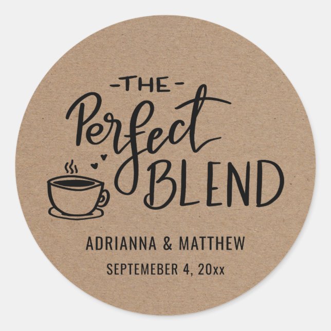 Die perfekte Mischung | Rustic Kraft Paper Wedding Runder Aufkleber (Vorderseite)