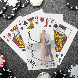 Die perfekte Paar-Kalligrafie-Foto-Hochzeit Spielkarten