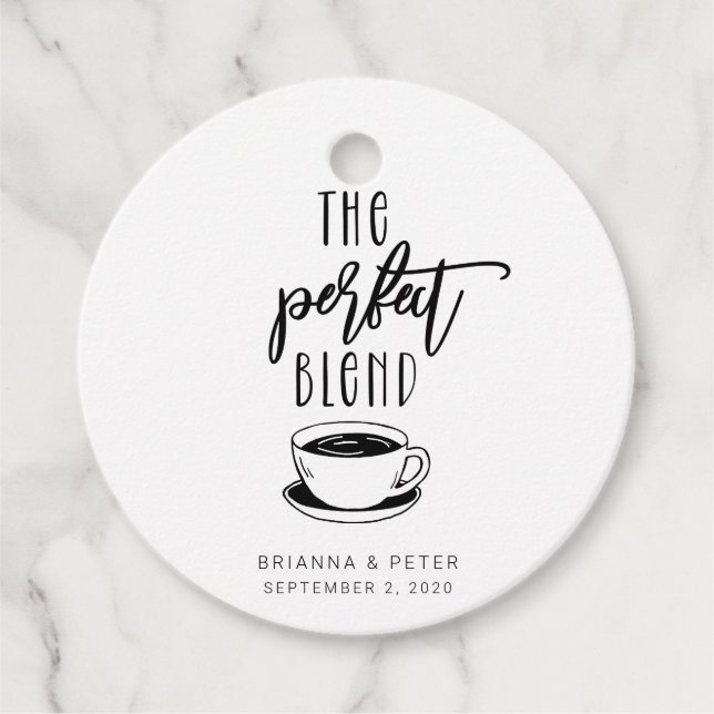 Die perfekten Blend-Coffee-Gastgeschenk Hochzeit-G Geschenkanhänger (Vorderseite)