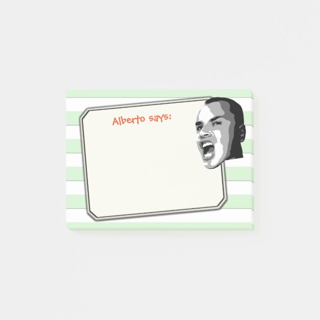 Die Person, die auf Pastellgrün schreit, Stripes Post-it Klebezettel (Vorderseite)