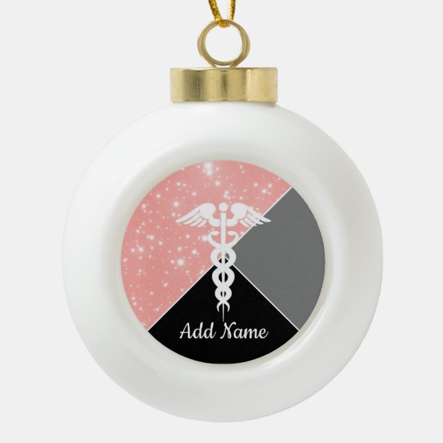 Die personalisierte medizinische Krankenschwester Keramik Kugel-Ornament (Vorderseite)