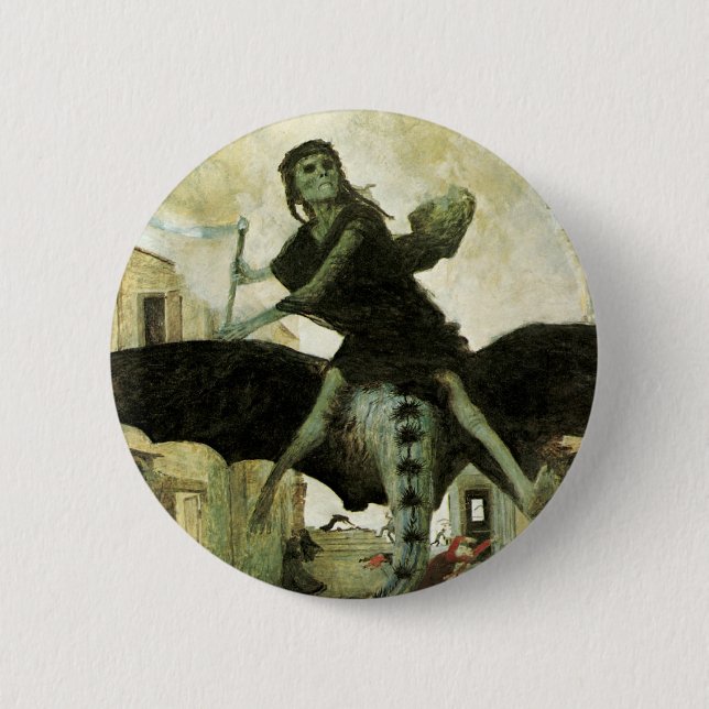 Die Pest von Arnold Bocklin, Vintager Symbolismus Button (Vorderseite)