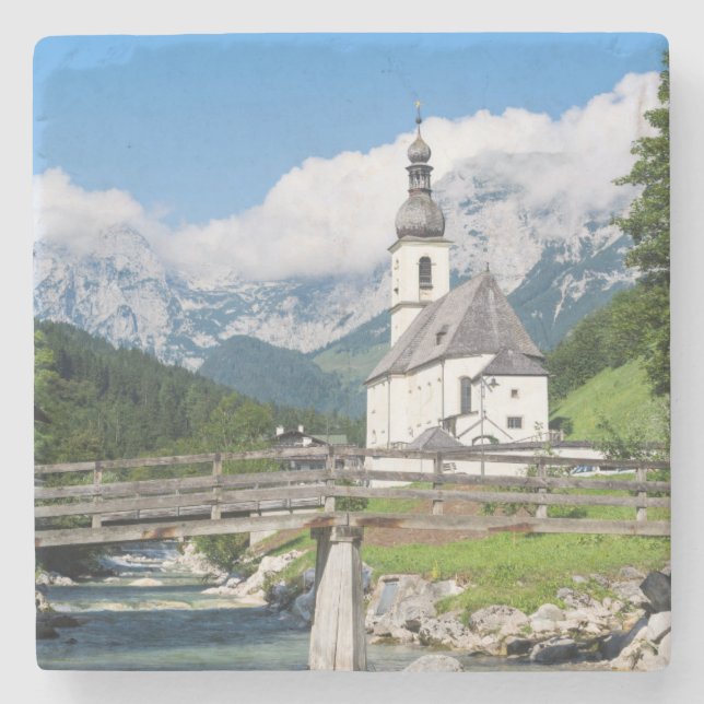 Die Pfarrkirche Ramsau in Bayern, Deutschland Steinuntersetzer (Vorderseite)