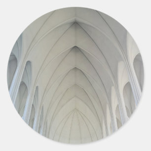 Die Pfarrkirche und Wahrzeichen von Reykjavik Runder Aufkleber