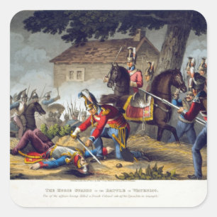 Die Pferdewächter in der Schlacht von Waterloo, gr Quadratischer Aufkleber