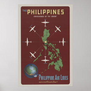 Die Philippinen Kreuzung des Orients 1950er Jahre Poster