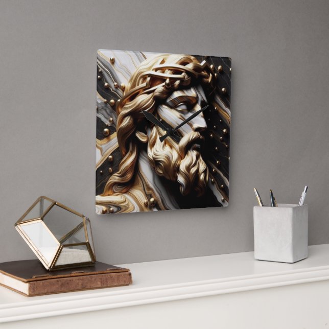 Die Philosophin ein Portrait von Weisheit und Stär Quadratische Wanduhr (Büro)