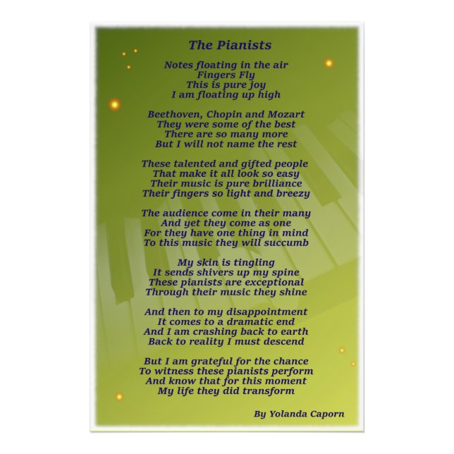 Die Pianisten-Foto-Erweiterung Fotodruck (Vorne)