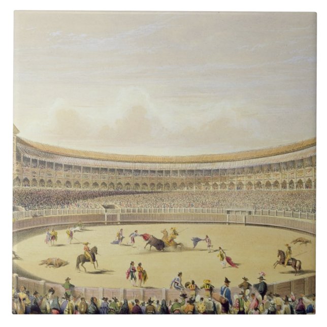 Die Piazza de Toros von Madrid, 1865 (Farbelitho) Fliese (Vorderseite)