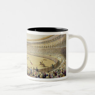 Die Piazza de Toros von Madrid, 1865 (Farbelitho) Zweifarbige Tasse