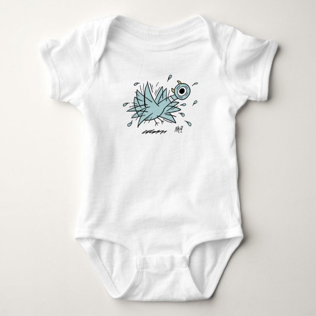 Die Pigeon Freakout Baby White Bodysuit Baby Strampler (Vorderseite)