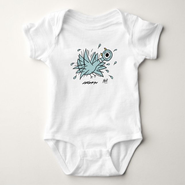 Die Pigeon Freakout Baby White Bodysuit Strampler (Vorderseite)