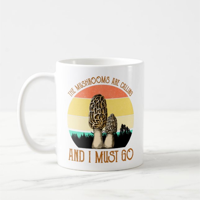 Die Pilze rufen, und ich muss gehen - Morelle Kaffeetasse (Links)
