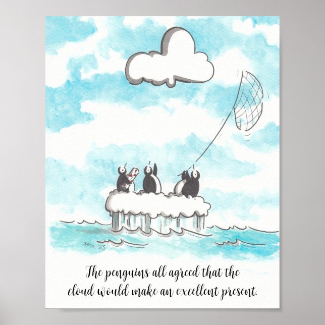 Die Pinguine und das Plakat der Cloud Wall (Vorne)