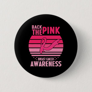Die Pink Ribbon American Flag Breast Cancer Awaren Button
