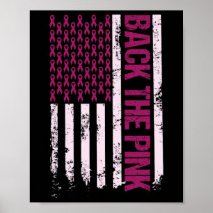 Die Pink Ribbon American Flag Breast Cancer Awaren Poster