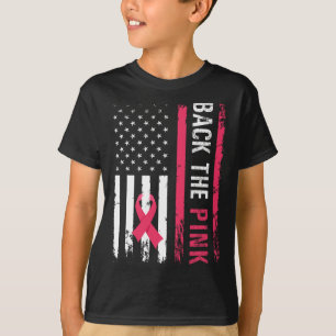 Die Pink Ribbon American Flag Breast Cancer Awaren T-Shirt