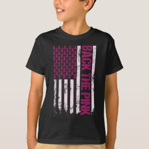 Die Pink Ribbon American Flag Breast Cancer Awaren T-Shirt