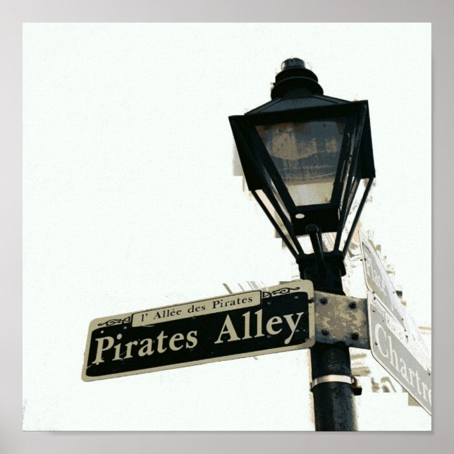 Die Piratenallee in Schwarz & Weiß Poster (Vorne)