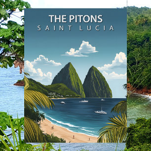 Die Pitons Saint Lucia ikonische Zwilling-Vulkan-G Postkarte