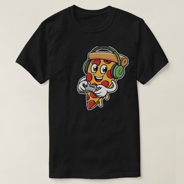 die Pizza ein graues Videospiel T-Shirt (Design vorne)