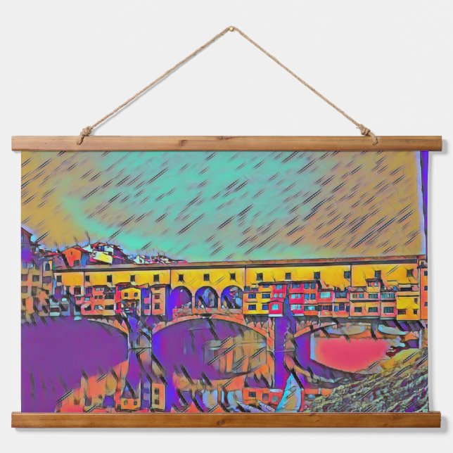 Die Ponte Vecchio Wandteppich Mit Holzrahmen (Vorne)