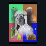 Die Pop-Art-Amelia Poster<br><div class="desc">Ich kann mich erinnern, als Amelia Earhart 1937 verschwand. Die Welt schien eher überstürzt zu sein. Hier ist sie in ihrer Brille mit kleinen Pop-Art-Bildern, um das Poster abzuspielen. Spunky wie Amelia</div>