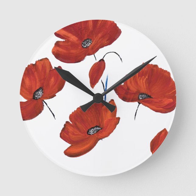 Die Poppies Runde Wanduhr (Vorderseite)