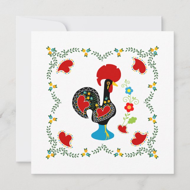 Die portugiesische Rooster Happy Birthday Card (Vorderseite)