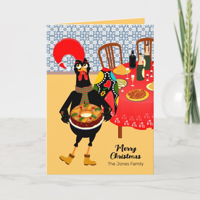 Die portugiesischen Rooster-Lieben King Cake Karte (Vorderseite)