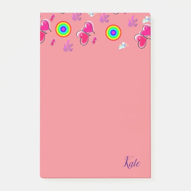 Die Post-it-Hinweise Rosa Herzen Post-it Klebezettel (Vorderseite)