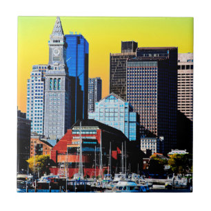 Die Poster Card des Custom House Boston USA Fliese