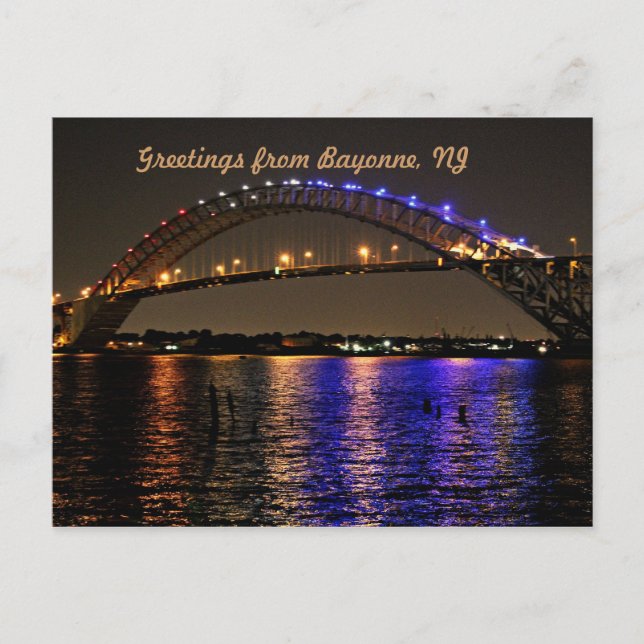 Die Postkarte der Bayonne-Brücke (Vorderseite)