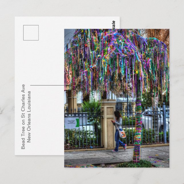 Die Postkarte der Mardi Gras Bead Tree (Vorne/Hinten)
