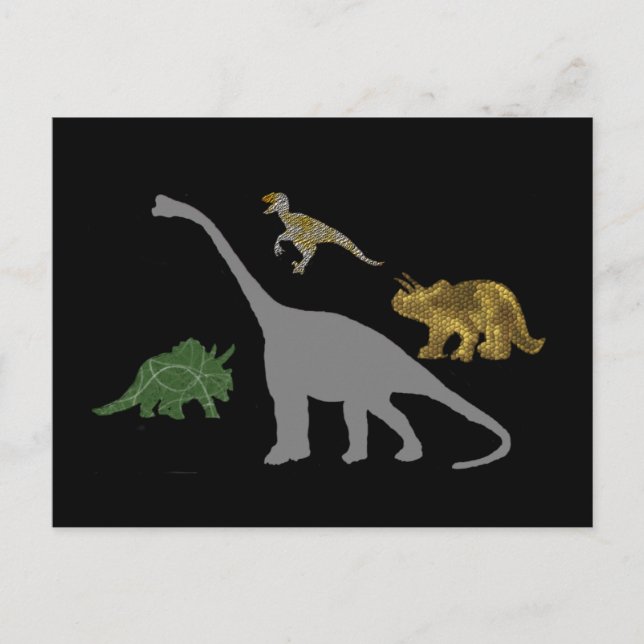 Die Postkarte mit 4 Dinos (Vorderseite)