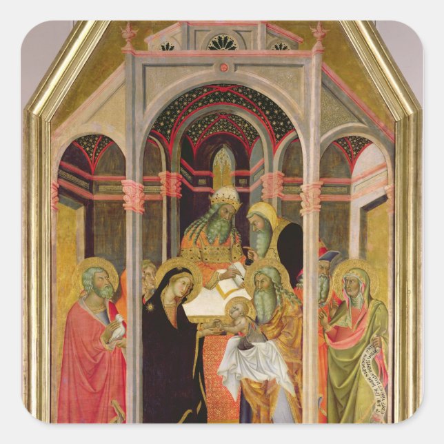 Die Präsentation im Tempel 2 Quadratischer Aufkleber (Vorderseite)