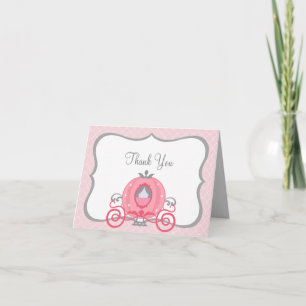 Die Princess Carriage Pink und Grau Hübsche Mittei Dankeskarte