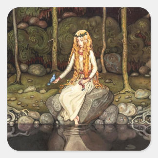 Die Prinzessin im Wald Quadratischer Aufkleber