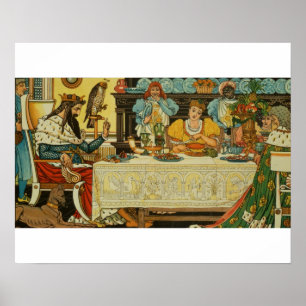 Die Prinzessin teilt ihr Abendessen mit dem Frosch Poster