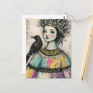 Die Prinzessin und der Rabe Postkarte