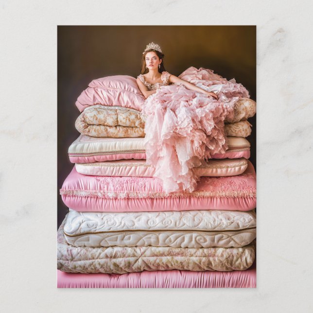Die Prinzessin und die Erbse auf ihrem Bett Postkarte (Vorderseite)