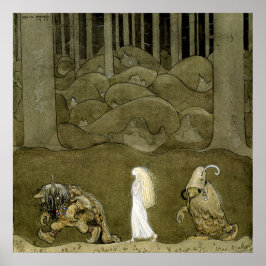 "Die Prinzessin und die Trolle" Wasserfarbe von Jo Poster