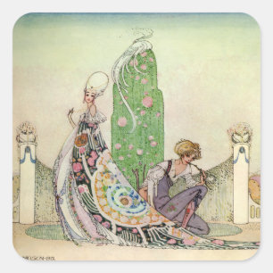 Die Prinzessin von Kay Nielsen und der Gärtner Quadratischer Aufkleber