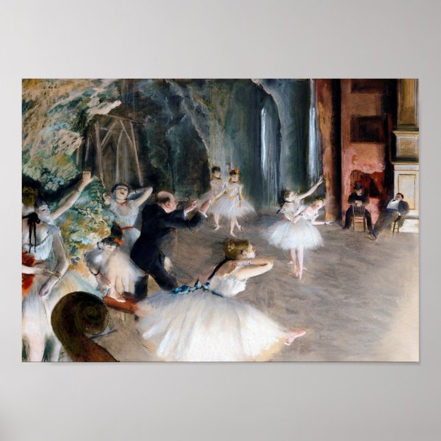 Die Probe auf der Bühne, Edgar Degas Poster (Vorne)